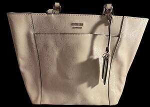 Guess Los Angeles Logo Embossed Tote Bag in beige. *Like New*
